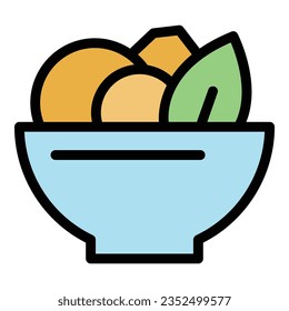 Food bowl icon outline vector. Metabolic diet. Energy nutrition color flat