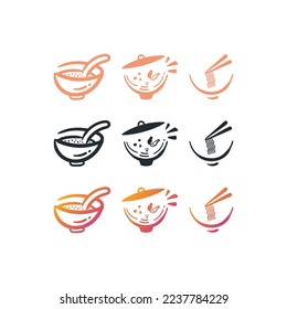 Food bowl kitchen cooking icon logo in hand drawn doodle style vector drawing illustration