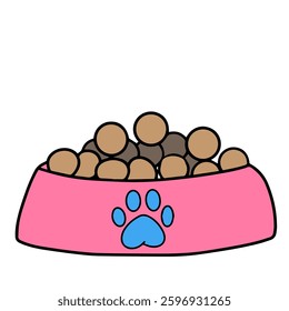 Food bowl with paw, vector print 