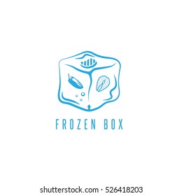 Food Box Concept With Frozen Products For Bbq Vector Icon