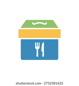 Icono de caja de comida Diseño plano Uso simple