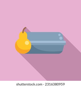 Food box icon flat vector. School lunch. Snack meal