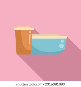 Food box icon flat vector. Healthy container. Nutrition dinner