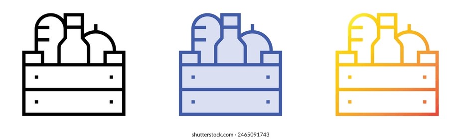 food box icon. Linear, Blue Fill and Gradient Style Design Isolated On White Background