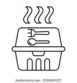 Vector del icono de la caja de la comida en el fondo blanco