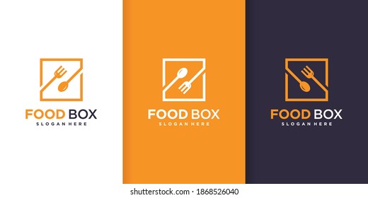 Food box logo template with diferent shape style Premium Vector