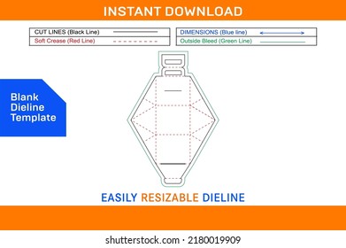 Food box Triangle with handle for bottle, mug, cosmetic dieline template and 3D box design