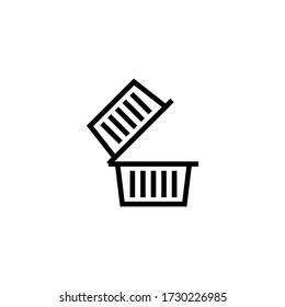 Icono de vector de caja de alimentos en línea, icono de contorno aislado en fondo blanco