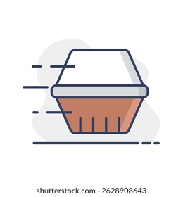 Ícone isolado do vetor da caixa de alimentos. Sinal de entrega. Símbolo de gráfico para site de culinária e design de aplicativos, logotipo, aplicativo, UI