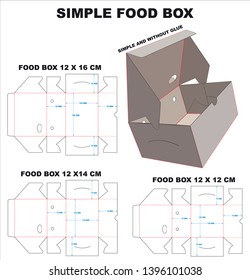 Food boxes are very simple and without using glue - dieline vector