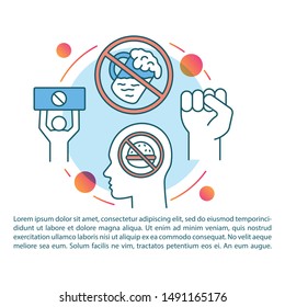 Food boycott article page vector template. Consumer activism brochure, magazine, booklet design element with linear icons and text boxes. Print design. Concept illustrations with text space 