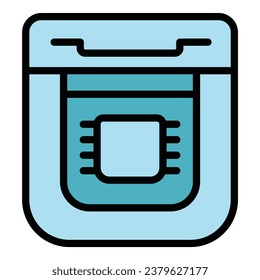 Food bread making icon outline vector. Breadmaker machine. Button control color flat