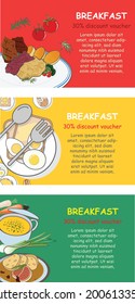 Food breakfast voucher vector design