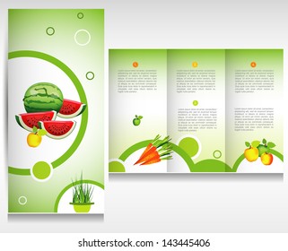 Food brochure design. Health bio fruit and vegetable.