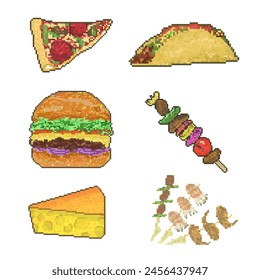 food bundle pixel art illustration