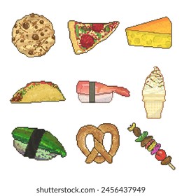 food bundle pixel art illustration