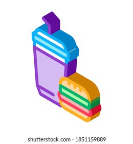 food burger and drink cup icon vector. isometric food burger and drink cup sign. color isolated symbol illustration