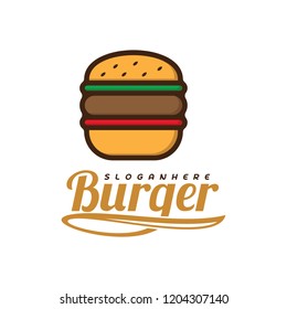 Food Burger logo vector. Burger emblem design. Food logo vector template.