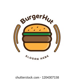 Food Burger logo vector. Burger emblem design. Food logo vector template.