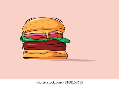 Food burger melted logo vector illustration in cartoon style. tasty burger logo design.