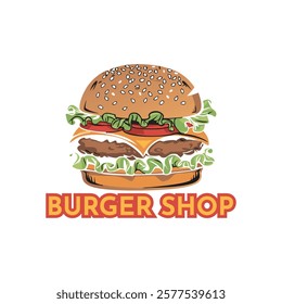 Food Burger Vector Logo Template