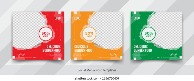 Food, Burger Web Banner Template. Promotional Banner For Social Media Post, Vector Eps 10