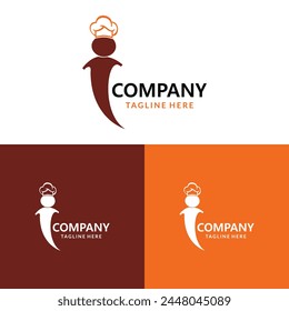 Food business brand logo cook view with cap for restaurant business logo design