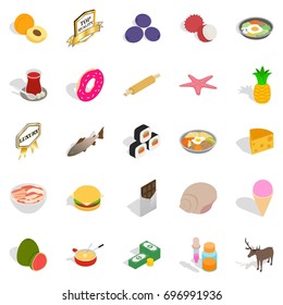 Food business icons set. Cartoon set of 25 food business vector icons for web isolated on white background
