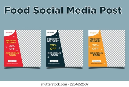 Food business marketing banner for social media post template