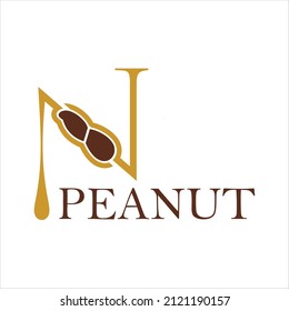 Food Business Monogram Logo with Peanut vector in N letter