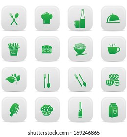 Food buttons,Green version,on white background,vector