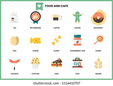 Food and cafe icons set for business, marketing, management