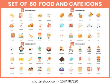 Food and cafe icons set for business, marketing, management