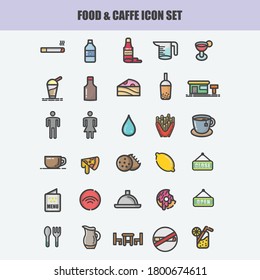 conjunto de iconos de comida y café