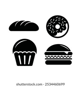 food cake, donut, burger icon vector illustration, suitable for icons, backgrounds, etc