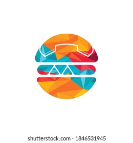 Food call logo design. Burger delivery logo concept. Hamburger and handset icon.