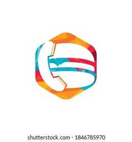 Food call logo design. Burger delivery logo concept. Hamburger and handset icon.