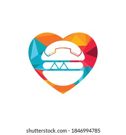 Food call logo design. Burger delivery logo concept. Hamburger and handset icon.
