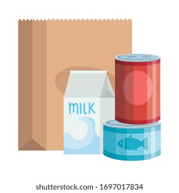 food in can with box milk isolated icon vector illustration design