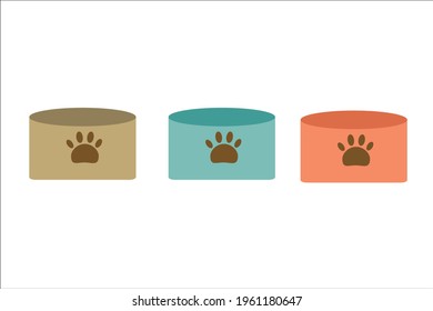 Food in a can for a dog or cat. Vitamin food for pets. Shop concept. Flat isolated vector illustration. Icons.
