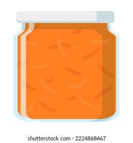 Food in can and jar vector illustration. Tinned goods, sauce, beans, soup for pantry or storage on white background. Food concept