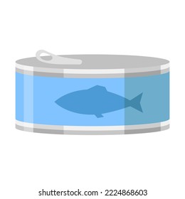 Food in can and jar vector illustration. Tinned fish storage on white background. Food, supermarket, grocery concept