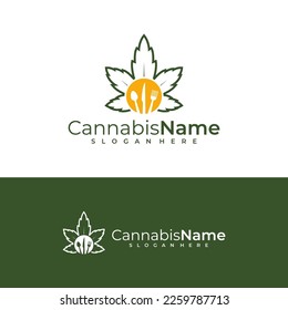 Food Cannabis Logo, Vektorvorlage. Designkonzepte für kreatives Cannabis-Logo
