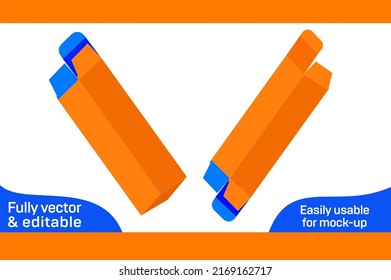 Food cardboard reverse tuck end folding box (1.38x1.38x6.91) inch Die cut template