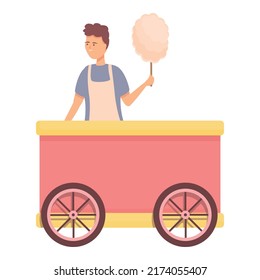 Food Cart Icon Cartoon Vector. Cotton Candy. Stand Seller