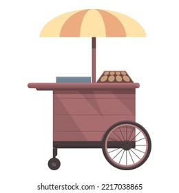 Food cart icon cartoon vector. Street festival. Shop park