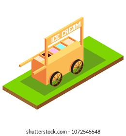 food cart isometry, vector illustration