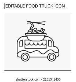 Food cart line icon. Thai traditional dishes. Mobile food stands for preparing and selling street food.Food truck concept. Isolated vector illustration. Editable stroke