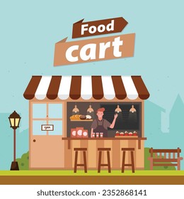 	
Food cart market street food cart concept seller shop