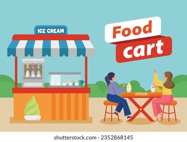 	
Food cart market street food cart concept seller shop